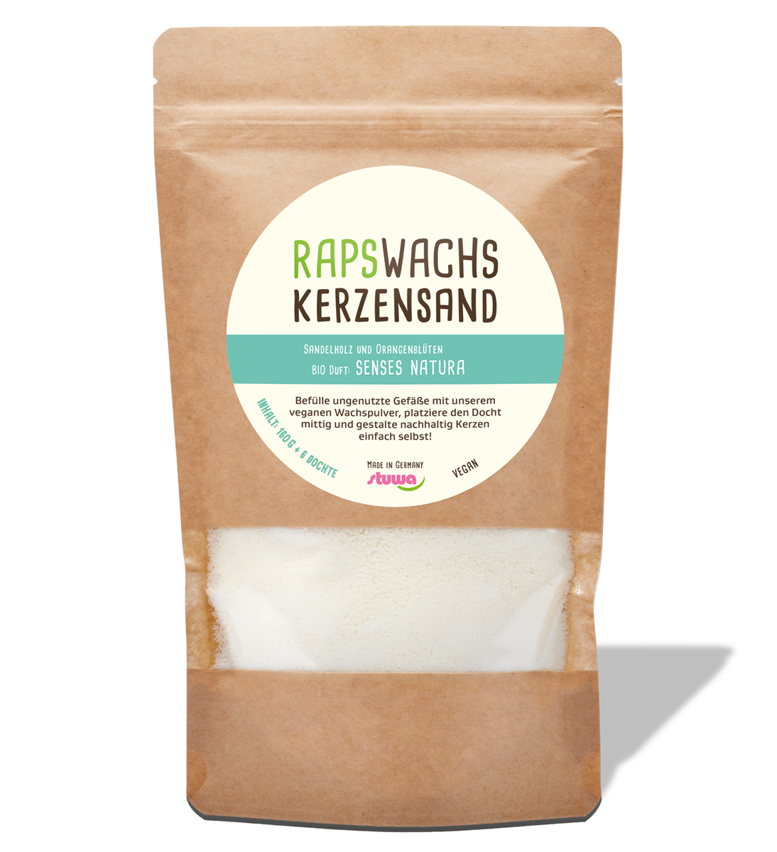 3620 Rapswachs BIO Kerzensand <br> mit Natura Düften 160g Beutel